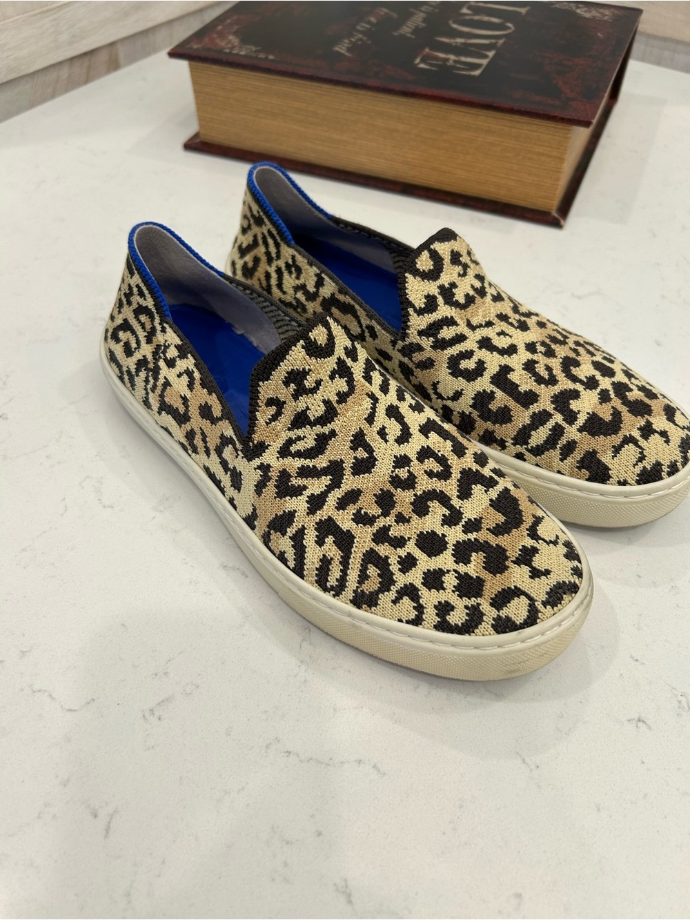 Rothy's Leopard Print Slip-On Sneakers - Beige & Black - Picture 2 of 7